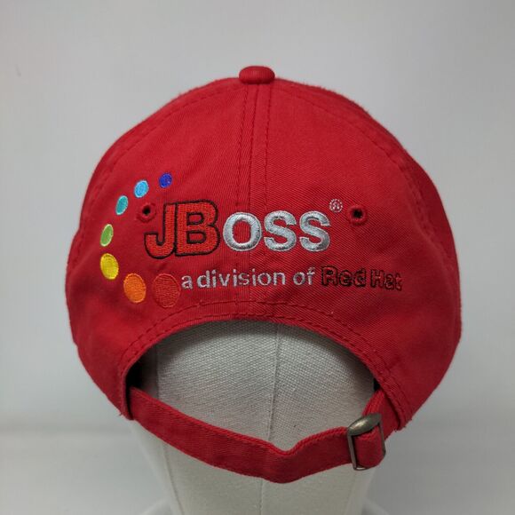 Red Hat Slideback Hat Red OSFA Embroidered JBoss Adjustable 6 Panel - Picture 6 of 10